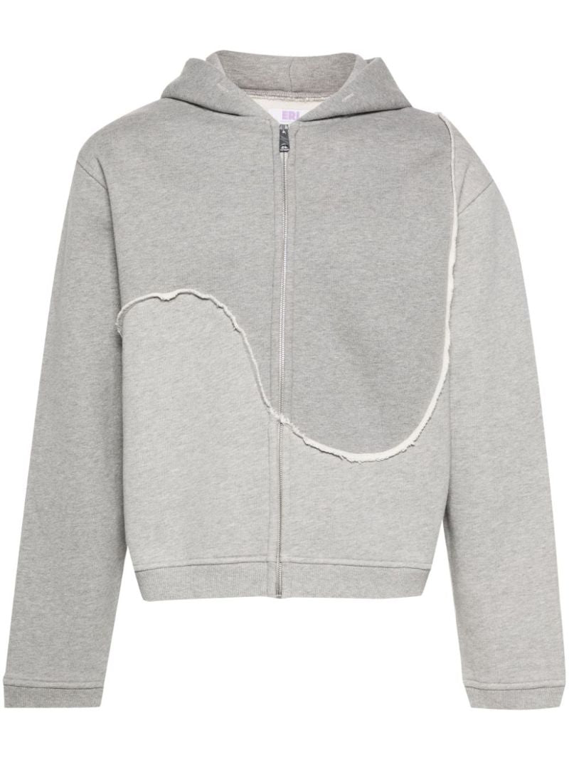 Grey Panelled Zip-up Hoodie