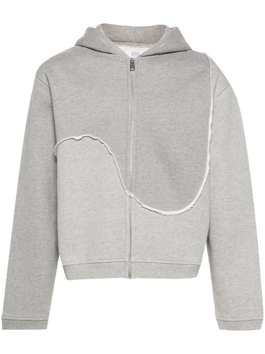 Grey Panelled Zip-up Hoodie