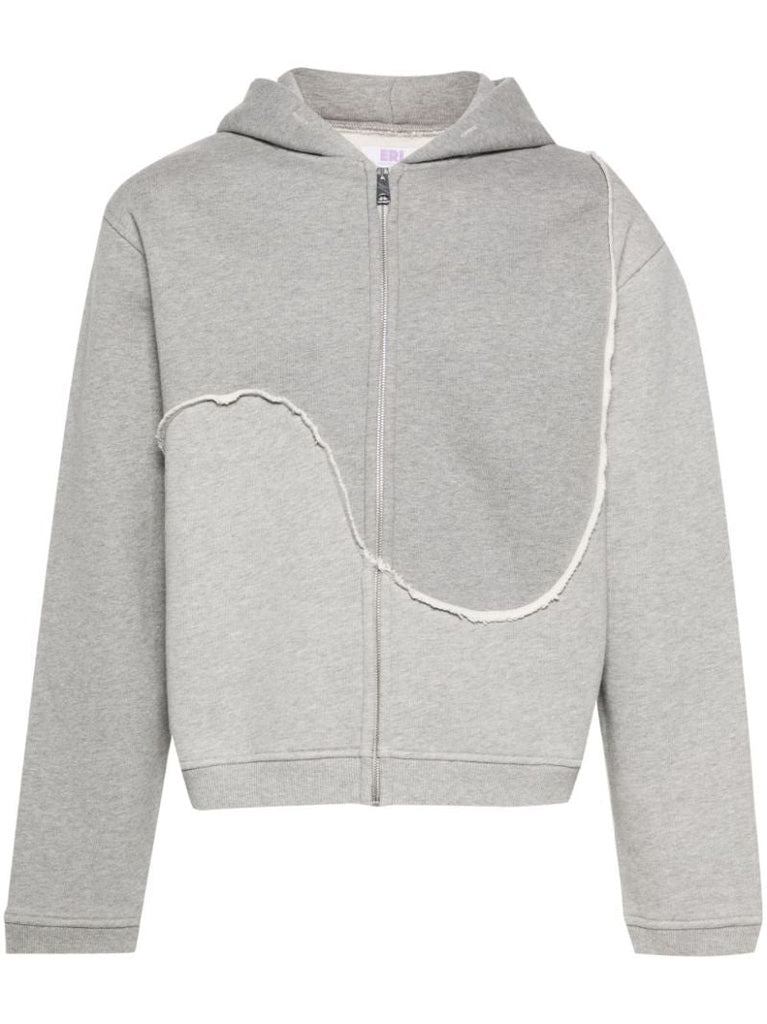 Grey Panelled Zip-up Hoodie