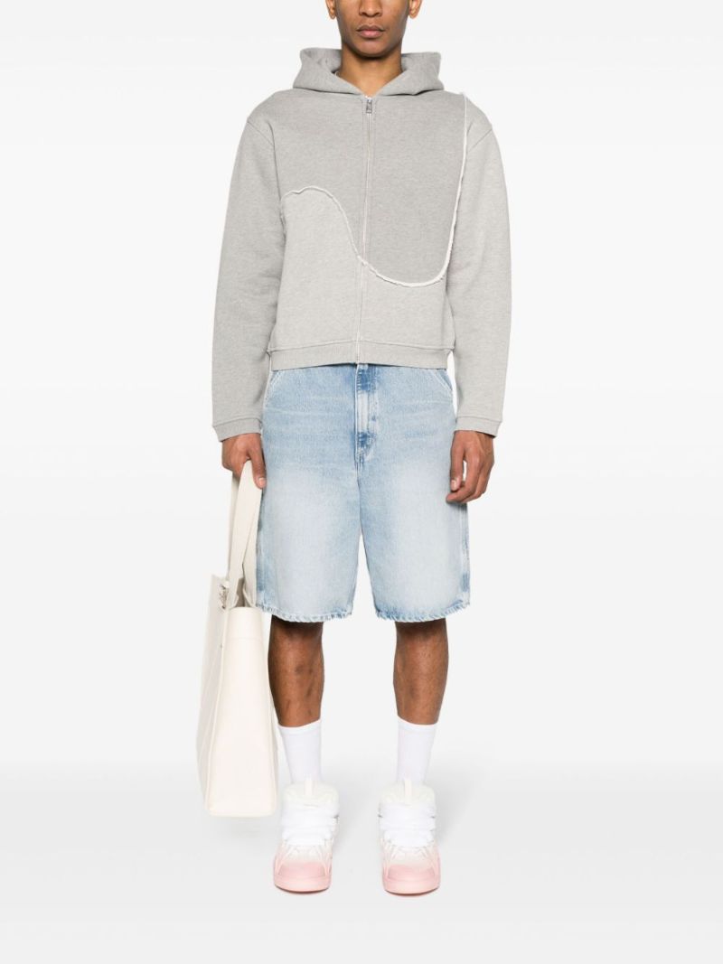 Grey Panelled Zip-up Hoodie
