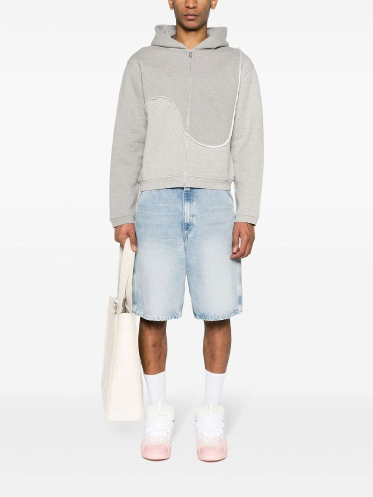 Grey Panelled Zip-up Hoodie