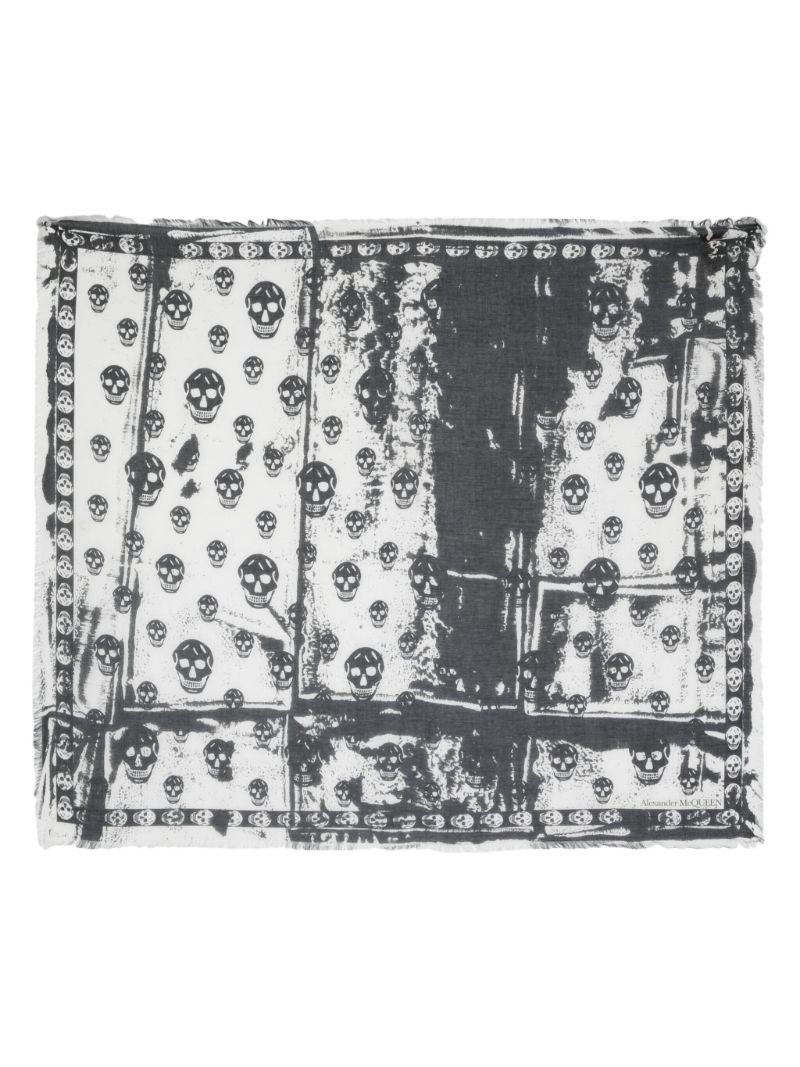 White Skull Print Scarf