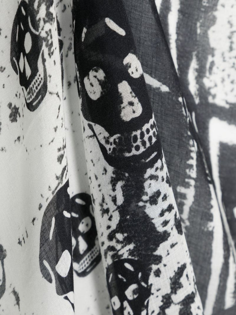 White Skull Print Scarf