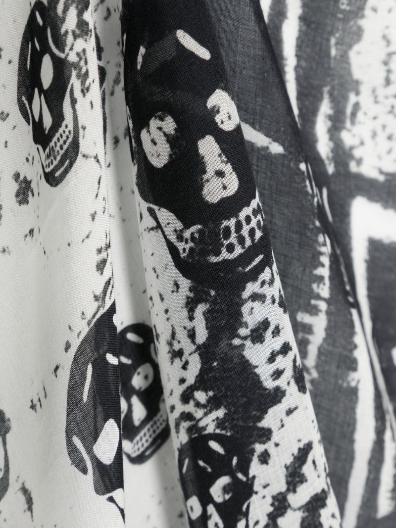 White Skull Print Scarf