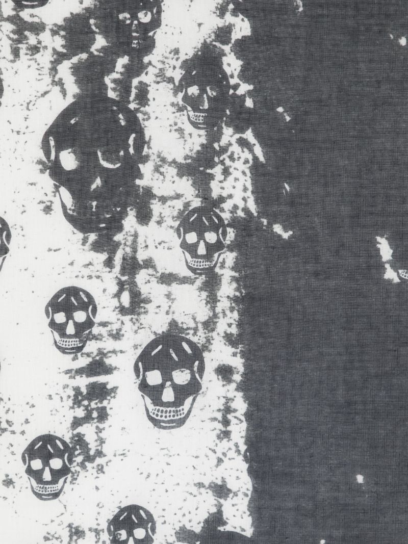 White Skull Print Scarf