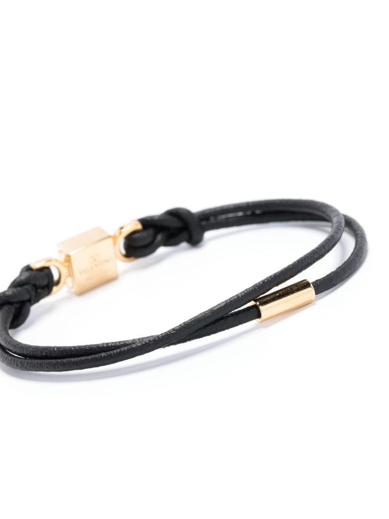 Black One Stud Leather Bracelet