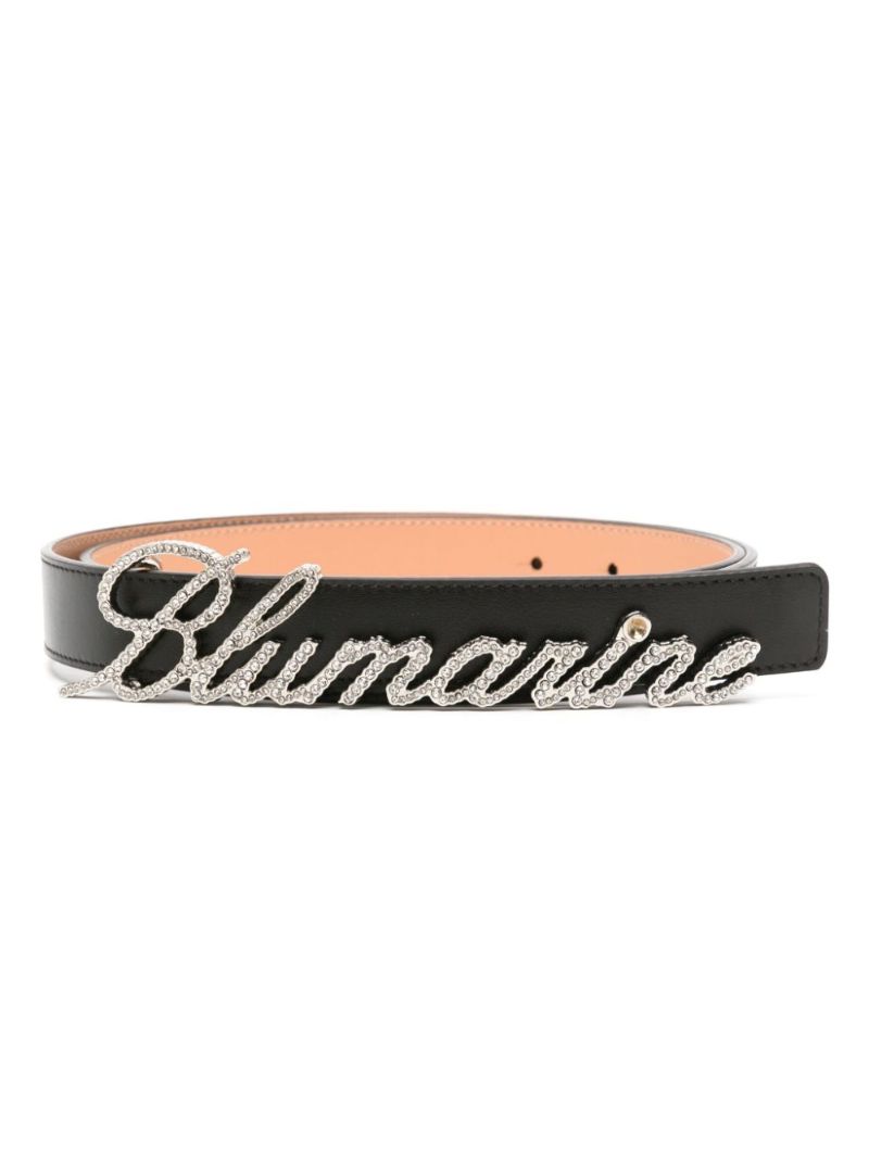 Black Logo-embellished Leather Belt