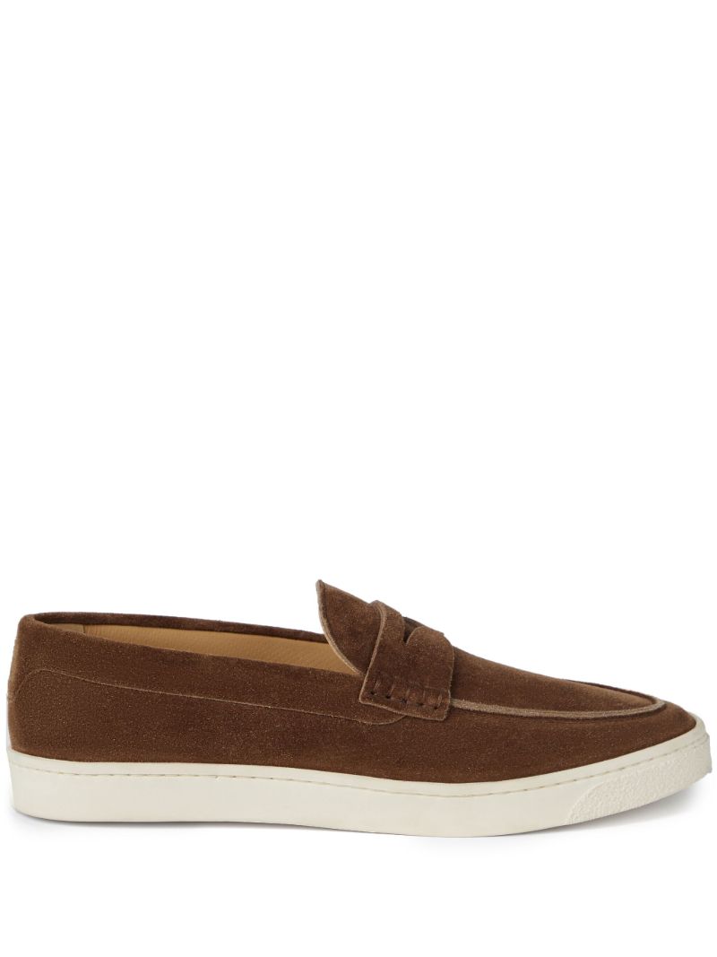 Brown Contrasting Suede Loafers
