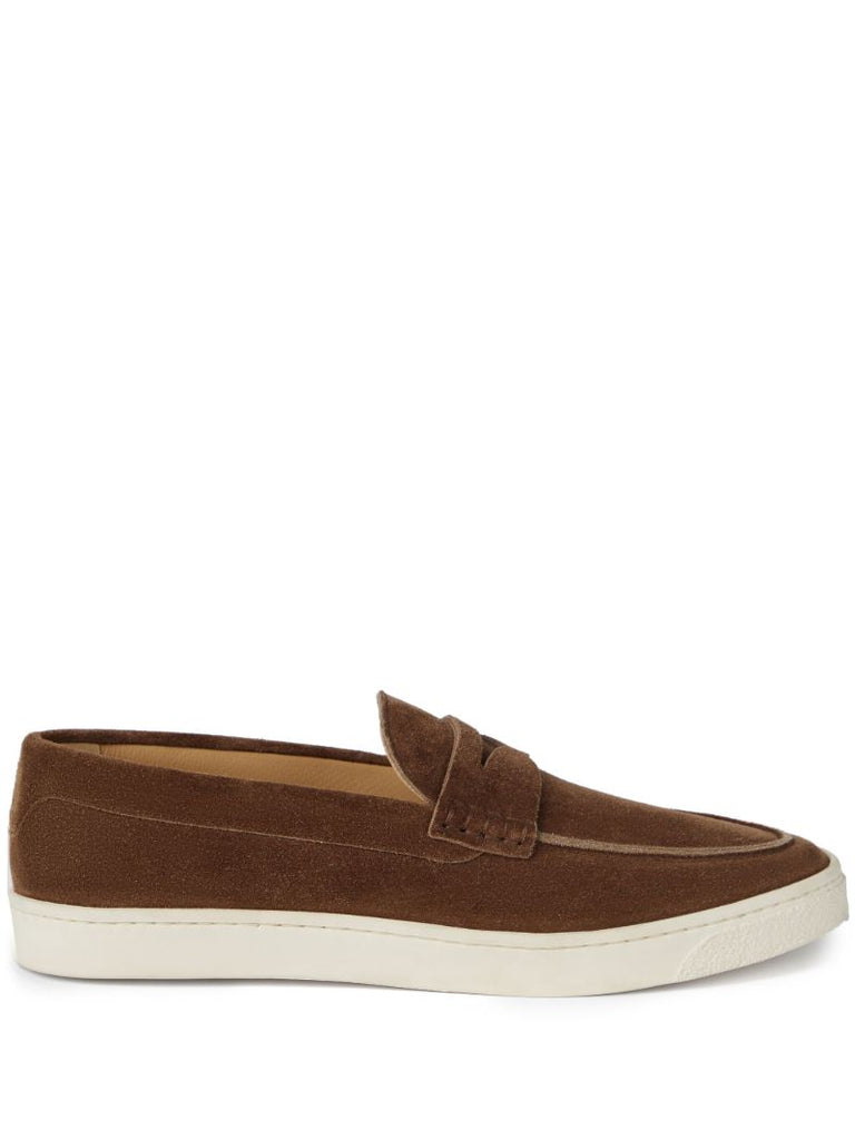 Brown Contrasting Suede Loafers