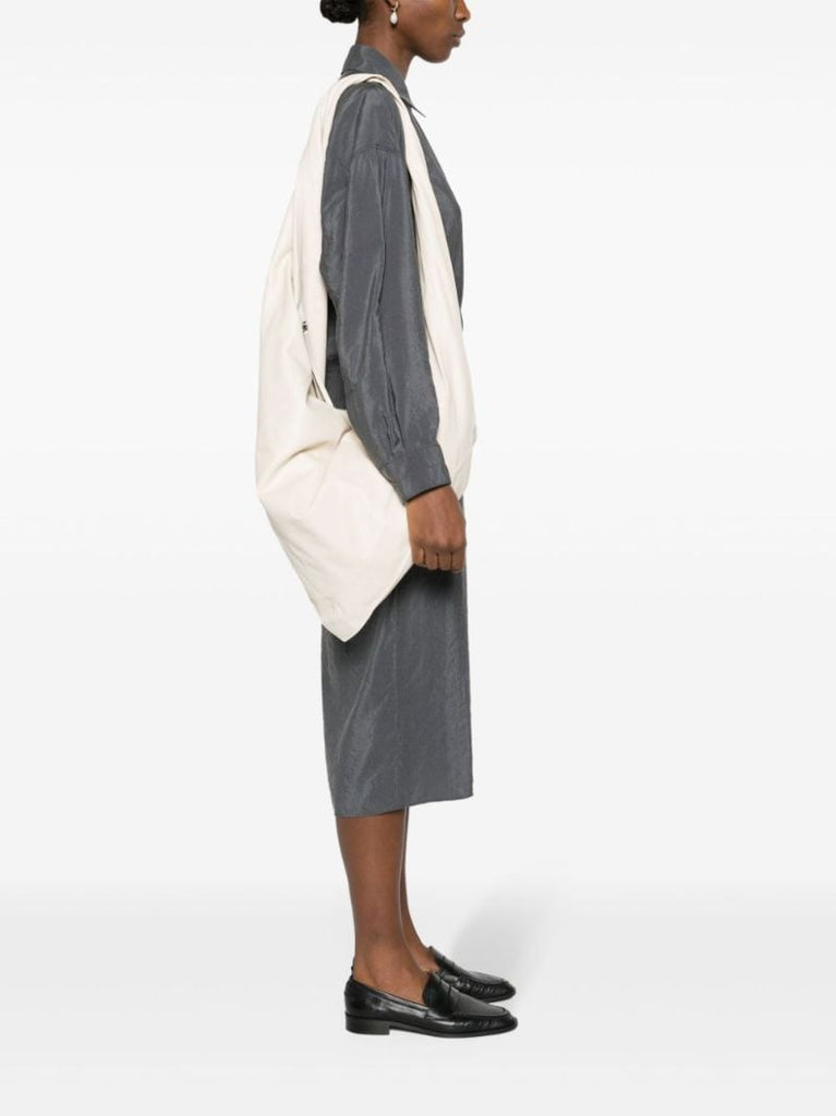 White Scarf Leather Shoulder Bag