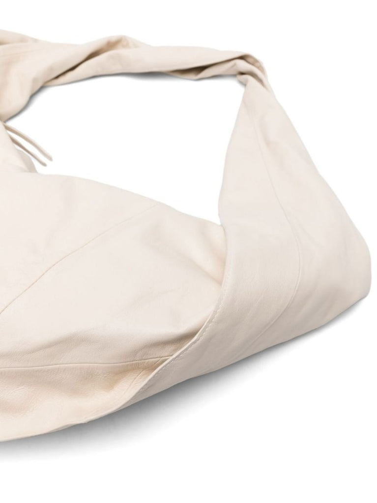 White Scarf Leather Shoulder Bag