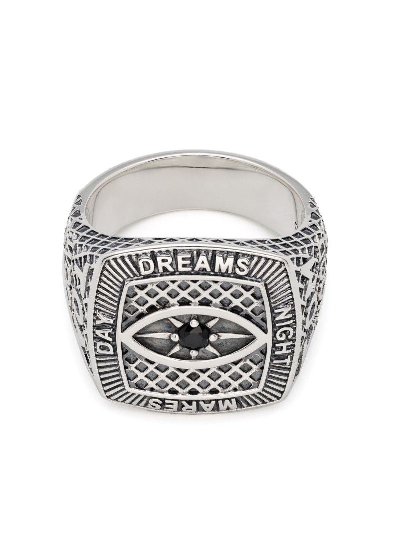 White Rhodium Plated Champion Black Eye Ring