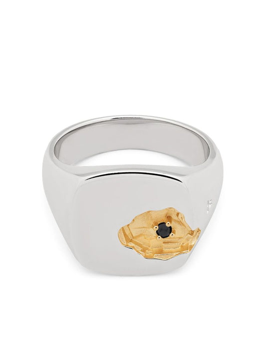 White Rhodium Plated Mined Ring