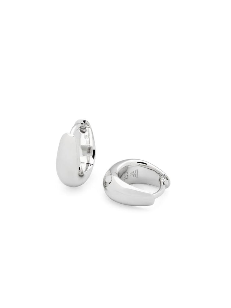 White Rhodium Plated Pebble Hoop Earrings
