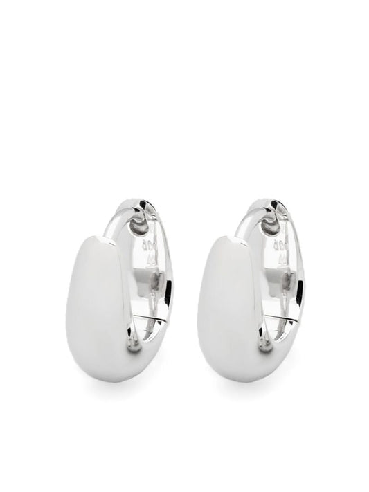 White Rhodium Plated Pebble Hoop Earrings