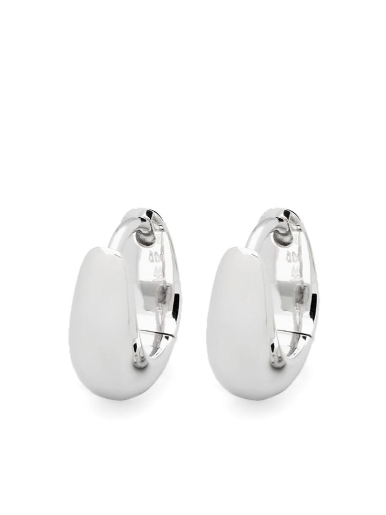 White Rhodium Plated Pebble Hoop Earrings