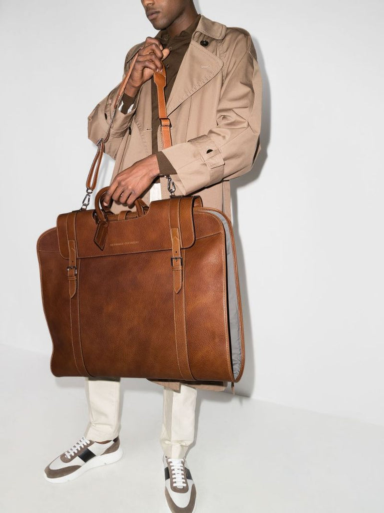 Brown Travel Leather Suit Cover