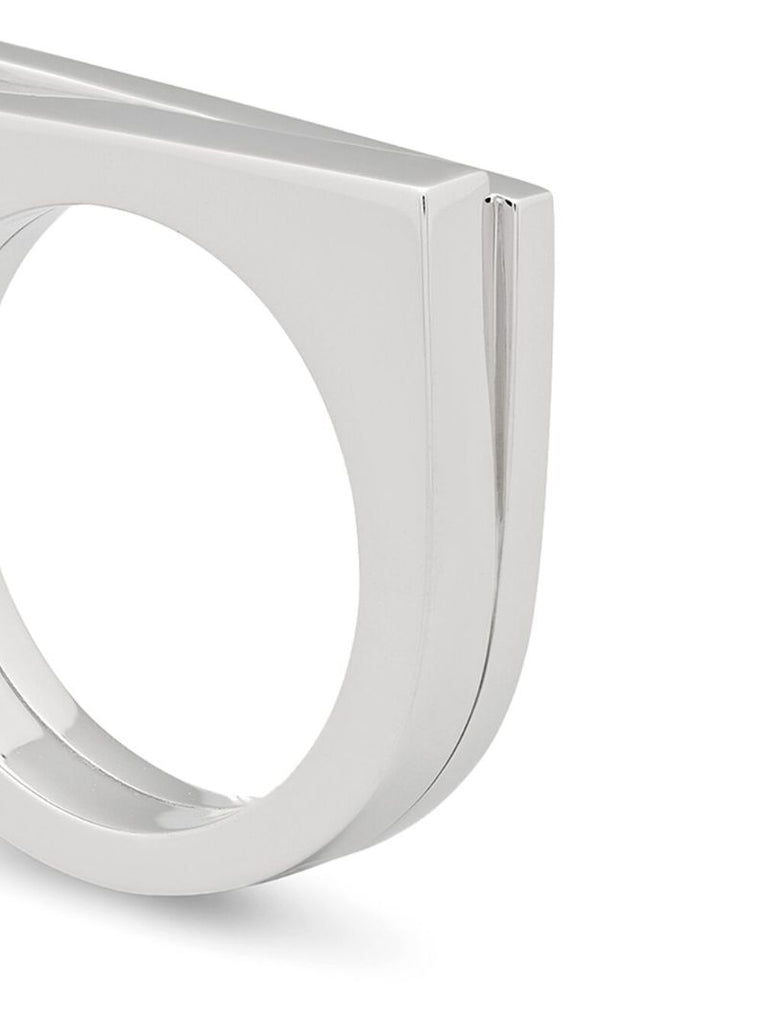 White Rhodium Plated Step Ring