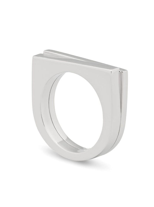 White Rhodium Plated Step Ring