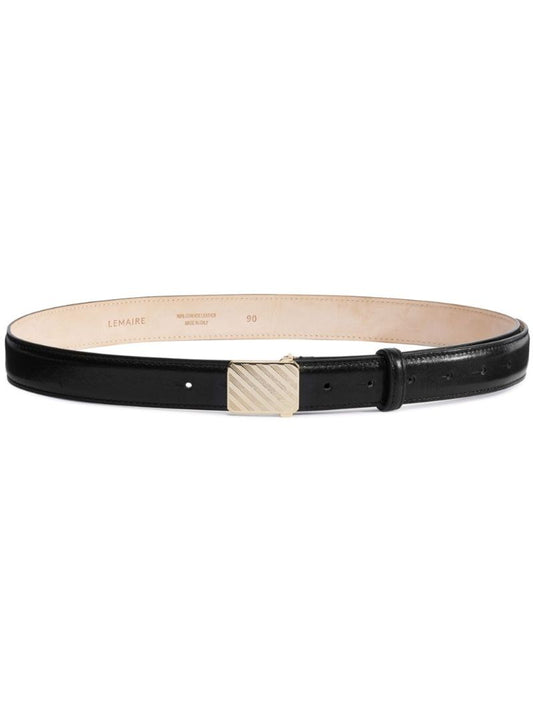 Black Textured Buckle Leather Belt
