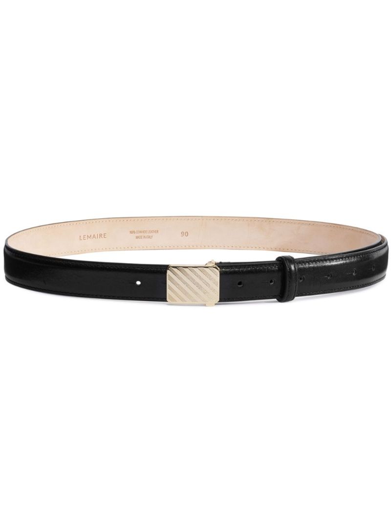 Black Textured Buckle Leather Belt