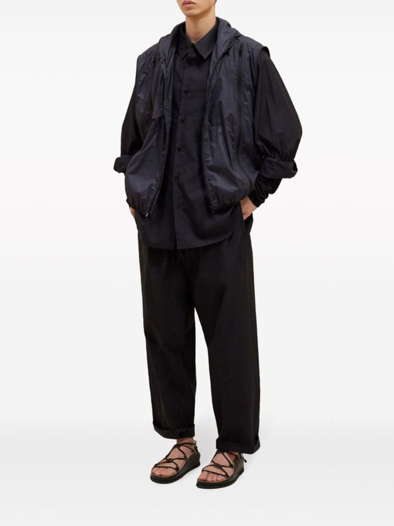 Blue Detachable-sleeve Hooded Jacket
