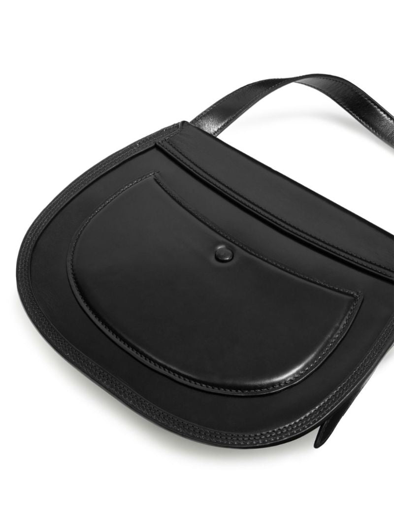Black Cartridge Leather Shoulder Bag