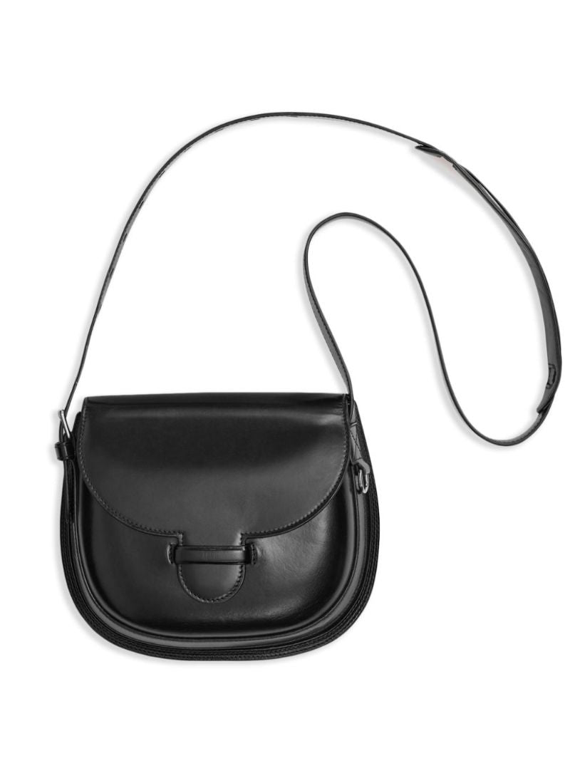 Black Cartridge Leather Shoulder Bag