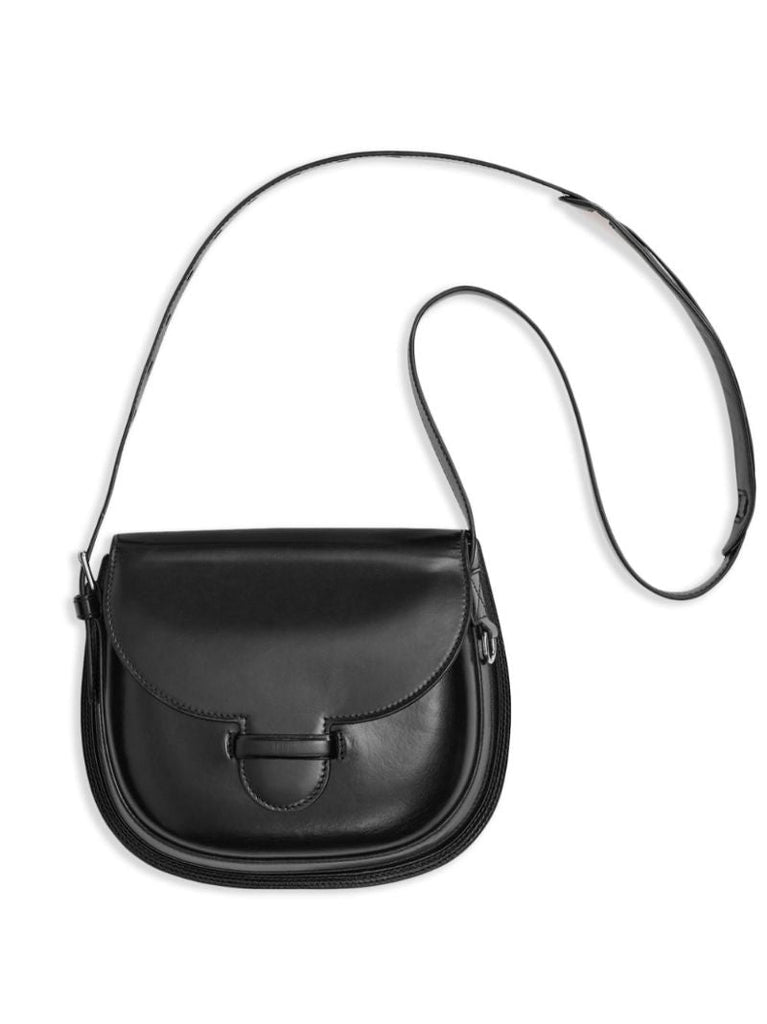 Black Cartridge Leather Shoulder Bag