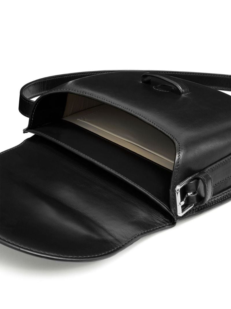 Black Cartridge Leather Shoulder Bag