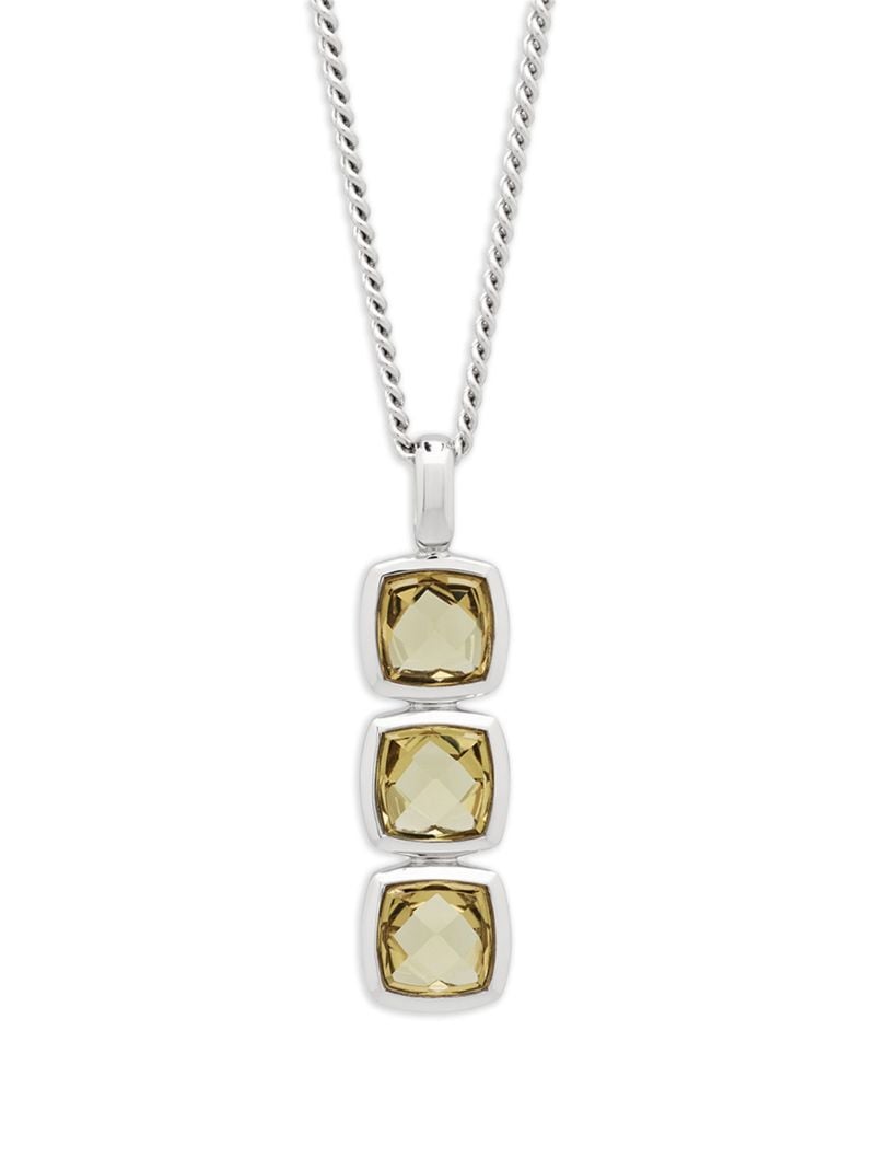 White Rhodium Plated Cushion Necklace