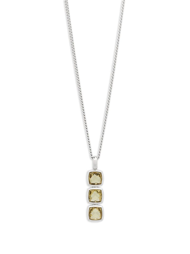 White Rhodium Plated Cushion Necklace