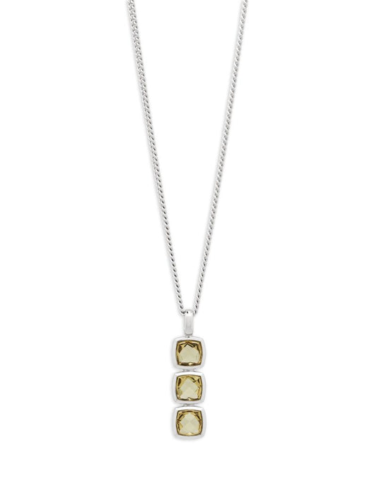 White Rhodium Plated Cushion Necklace