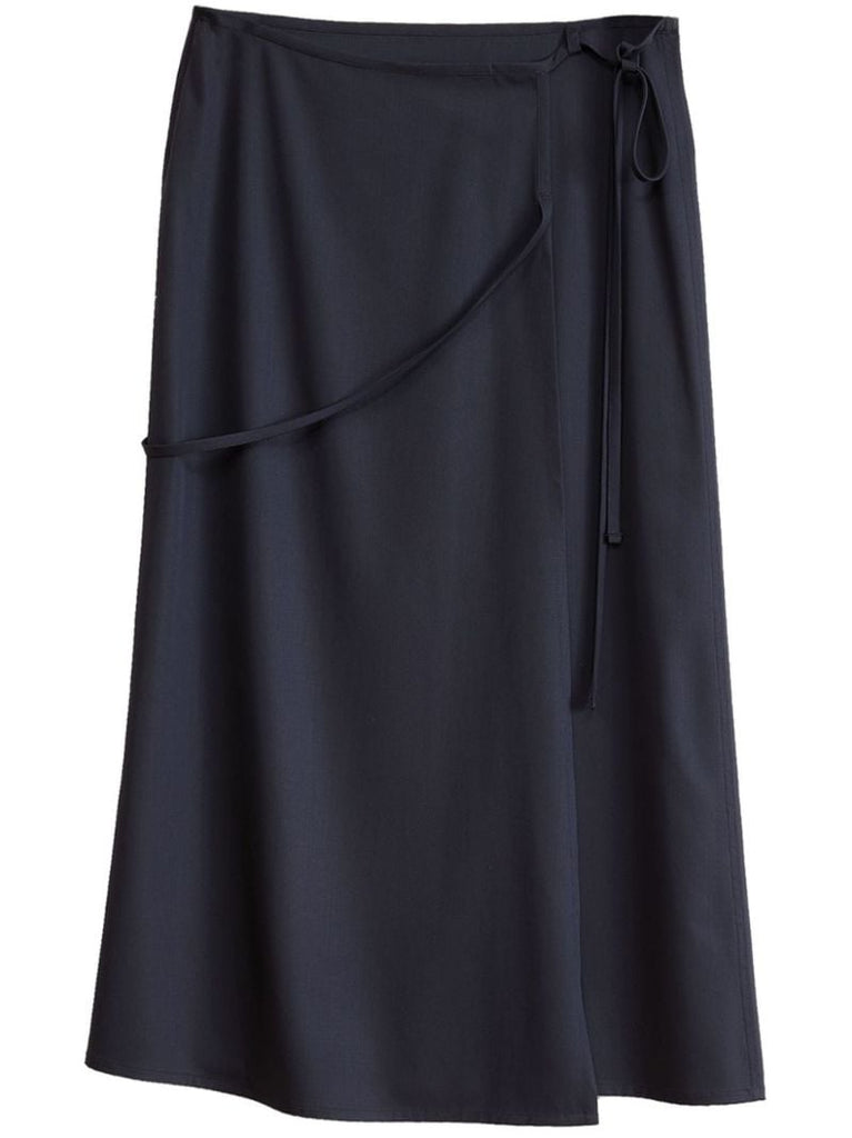 Black Wrap Midi Skirt