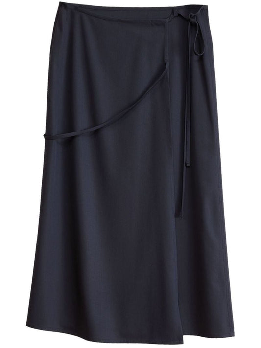 Black Wrap Midi Skirt