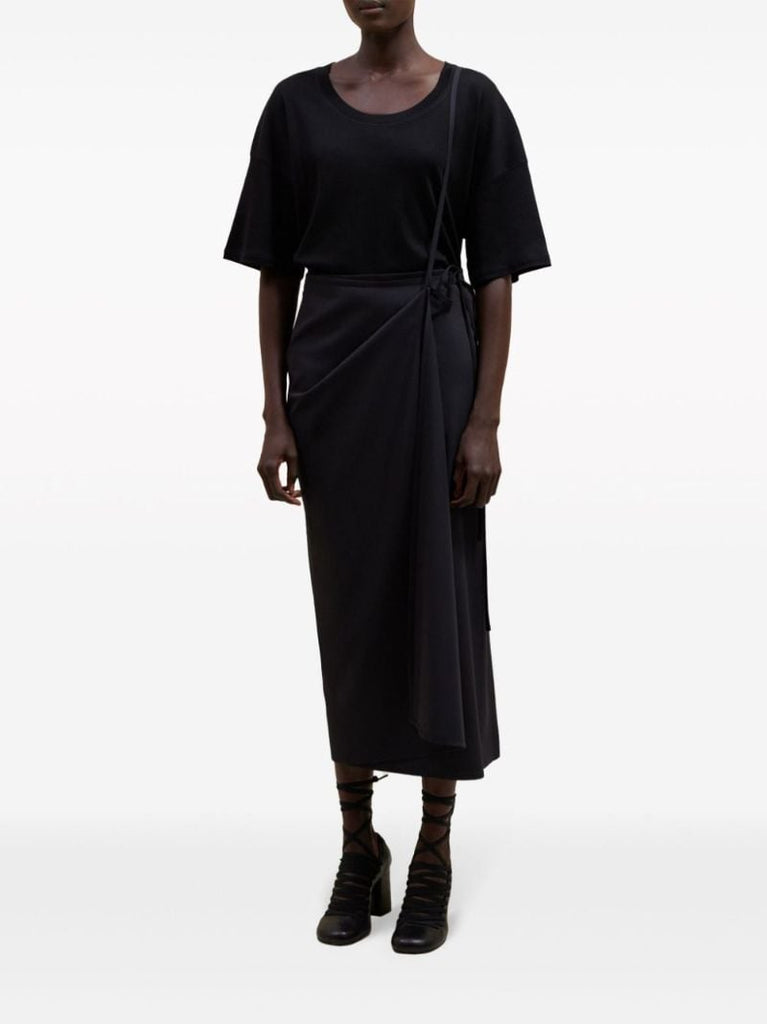 Black Wrap Midi Skirt