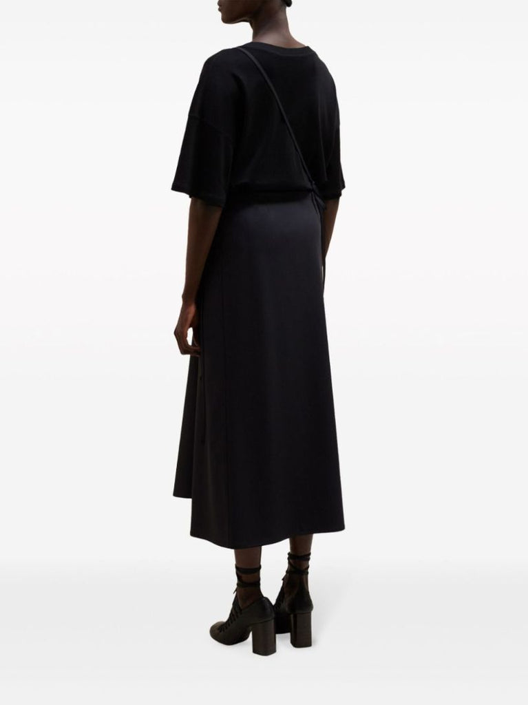 Black Wrap Midi Skirt