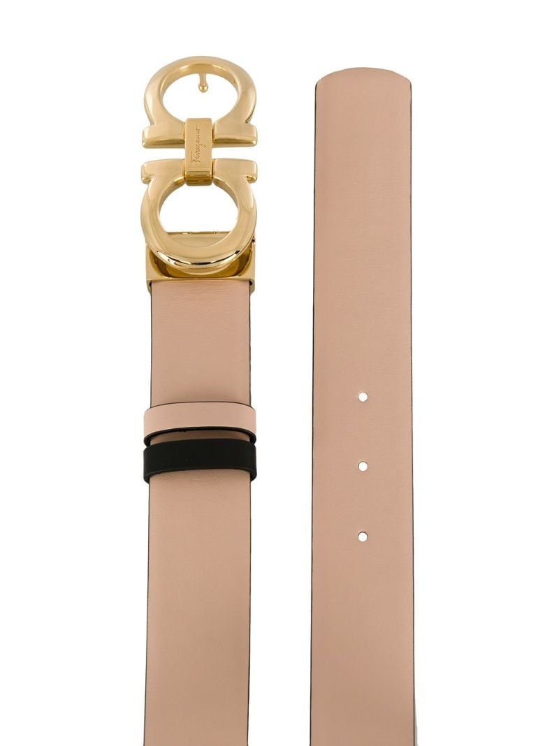 Neutral Gancini Leather Belt