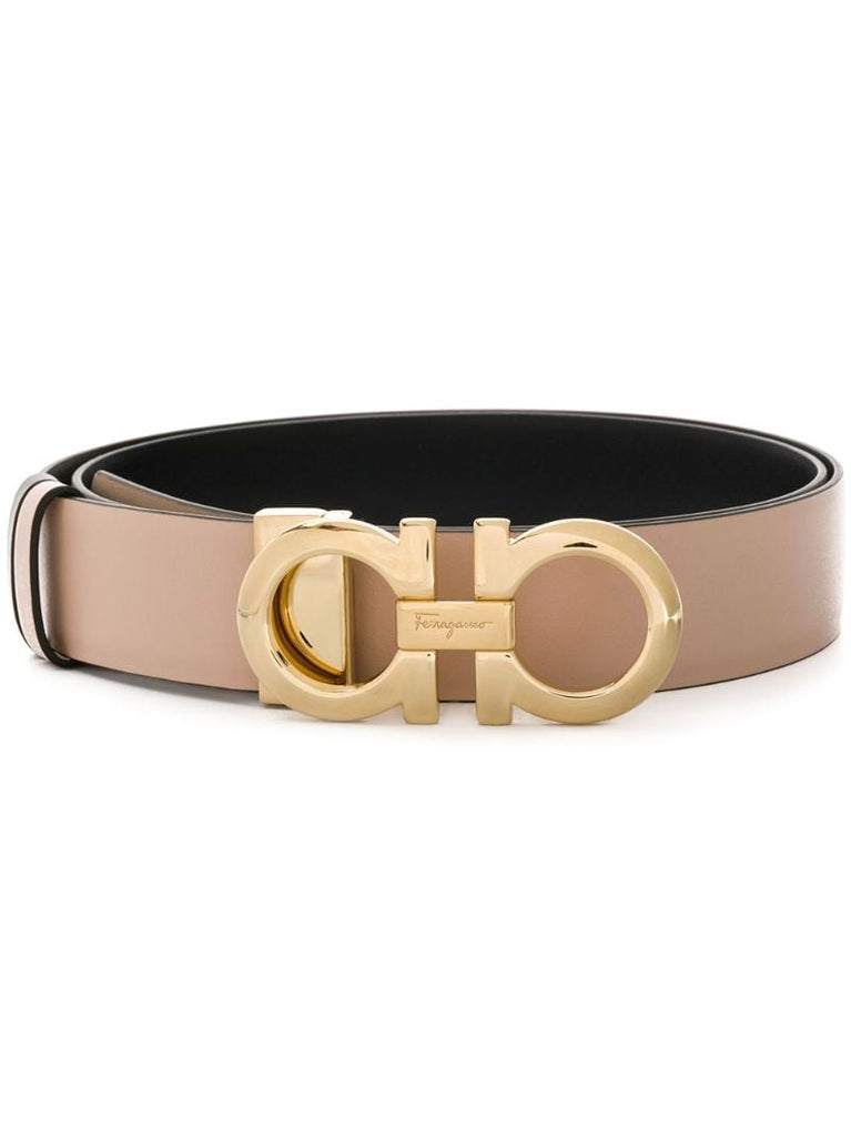 Neutral Gancini Leather Belt