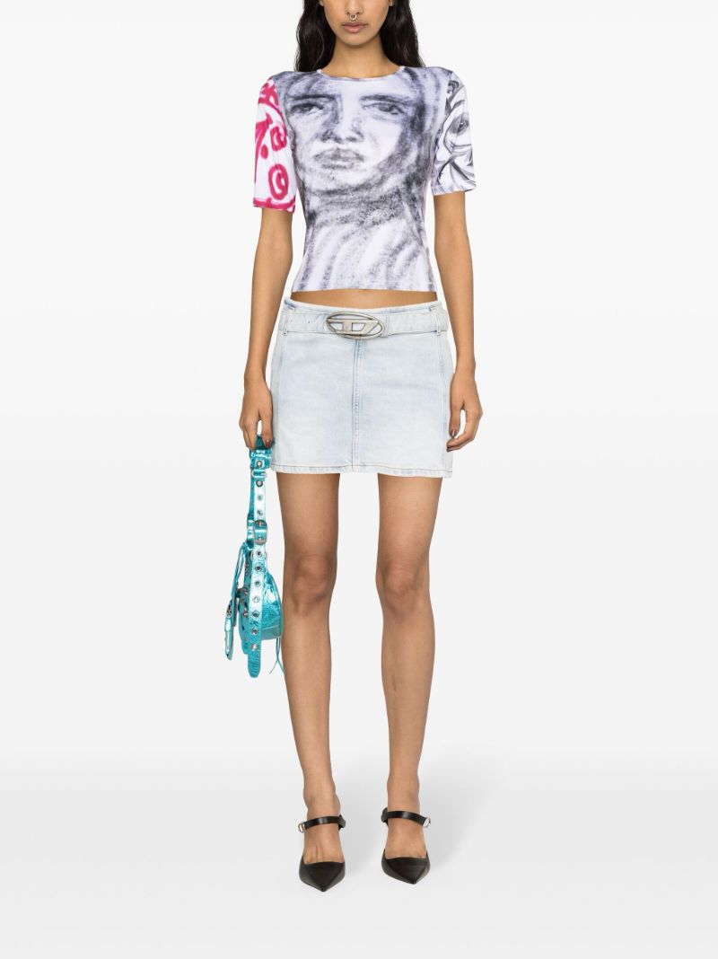 Blue De-flip-s Denim Mini Skirt