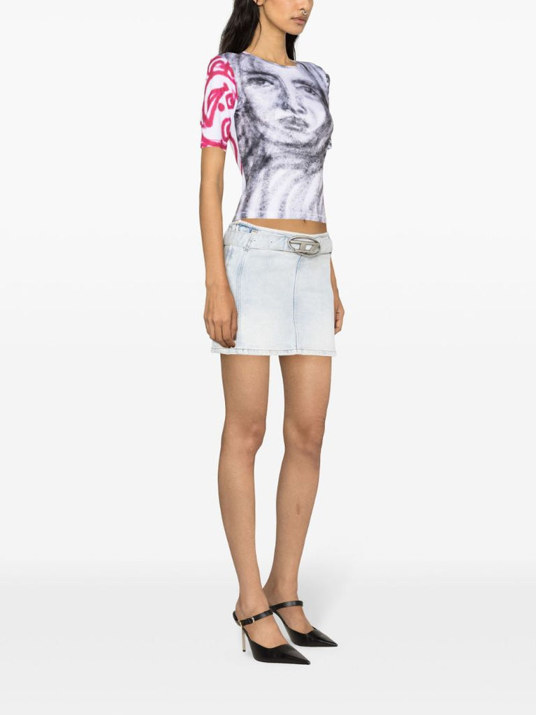 Blue De-flip-s Denim Mini Skirt