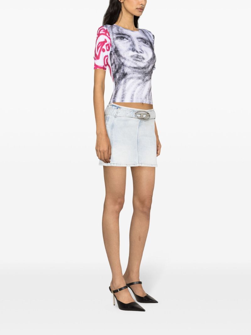 Blue De-flip-s Denim Mini Skirt