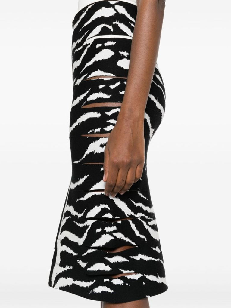 Black Zebra-jacquard Pencil Skirt
