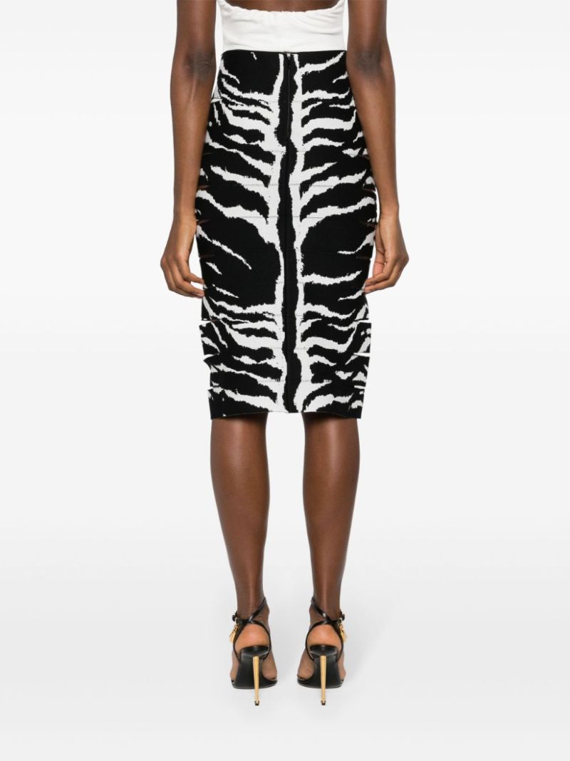 Black Zebra-jacquard Pencil Skirt