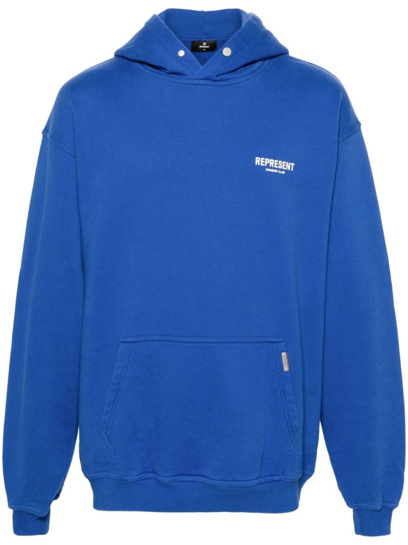 Blue Logo-print Cotton Hoodie