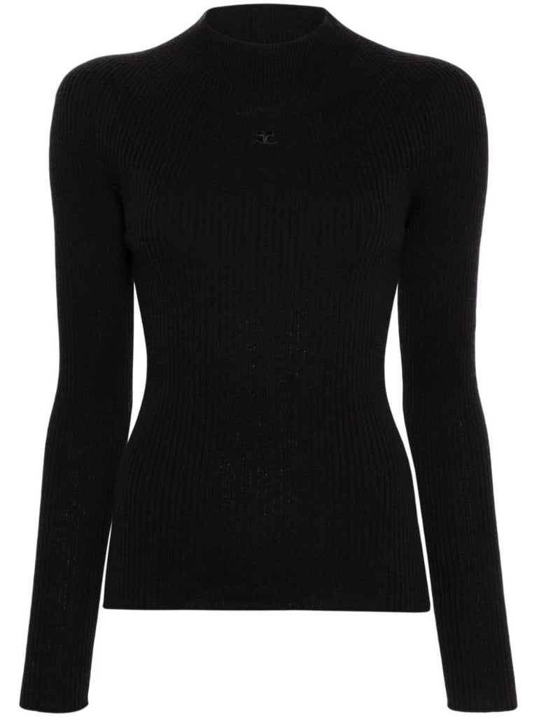 Black Solar Ribbed Jumper