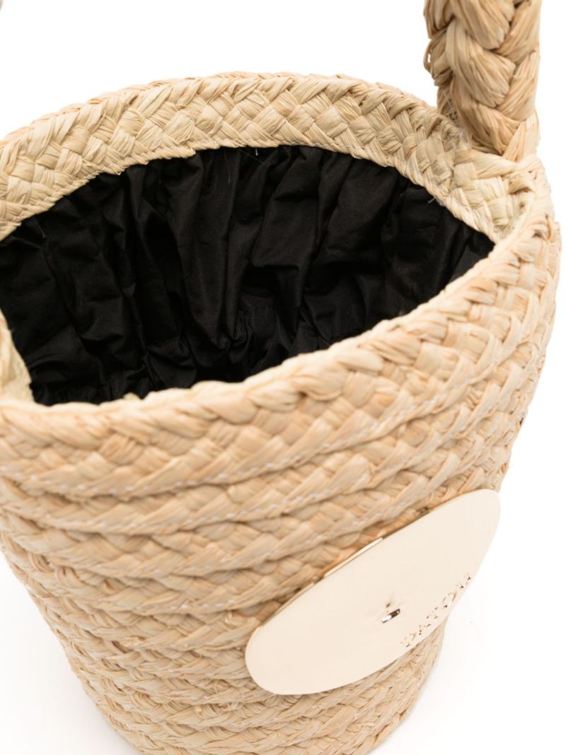 Neutral Logo-plaque Raffia Tote Bag