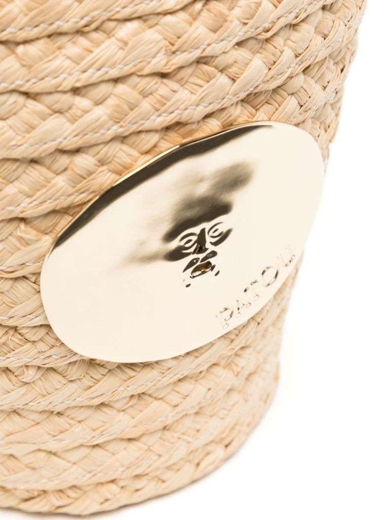 Neutral Logo-plaque Raffia Tote Bag