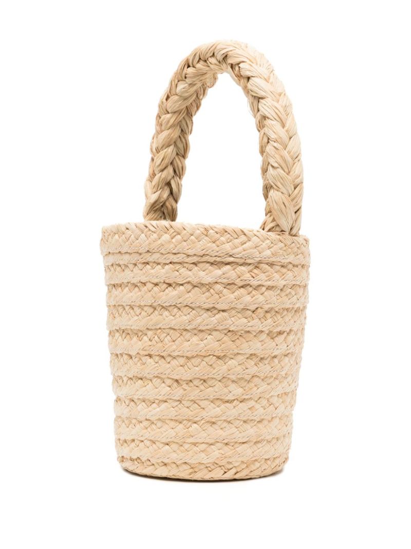 Neutral Logo-plaque Raffia Tote Bag