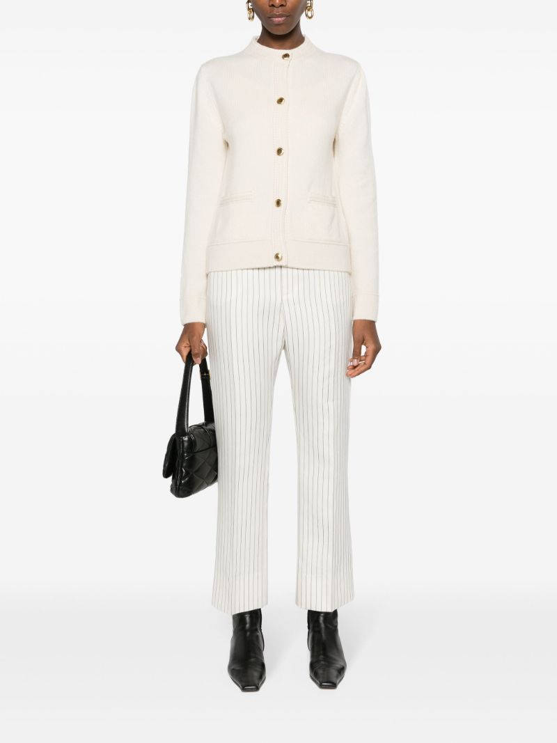 White Pinstripe Cropped Trousers